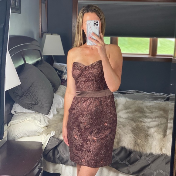 Milly Strapless Lace Pattern Mini Dress, 6 - Picture 14 of 14